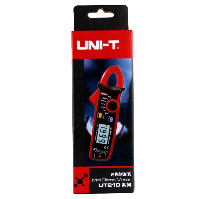 Mini Alicate amperimétrico Uni-t UT210A/B/C/D/E - True RMS, CA/CC Corrente/Tensão, Faixa Automática